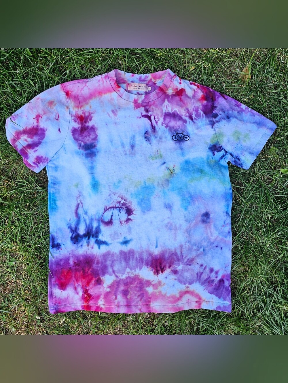 Blue And Pink Tie Dye Bike Tee
